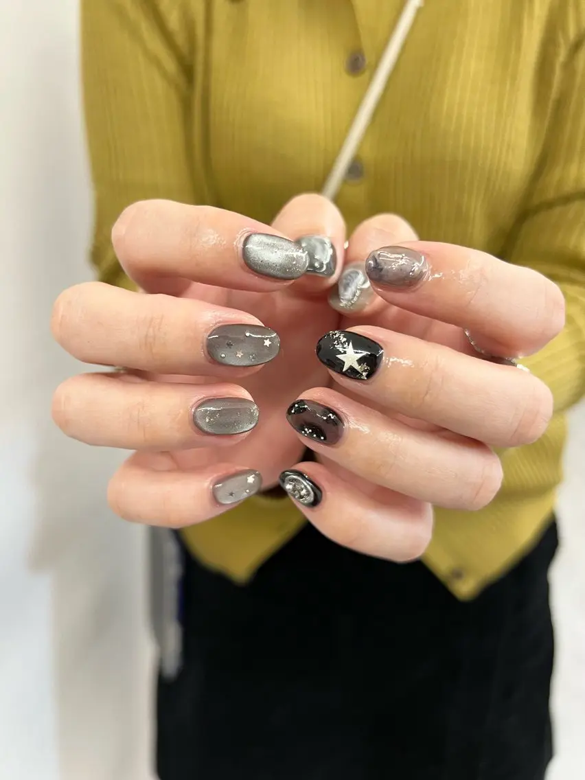 ネイル ジェルネイル 韓国ネイル マグネットネイル ニュアンスネイル パラジェル ハンドネイル ハンドケア Bana_ Nailのネイルデザイン