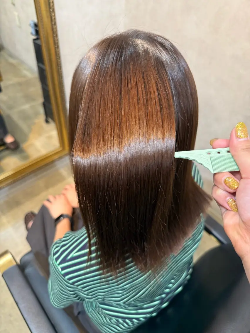 ミディアム パーマ 縮毛矯正 縮毛矯正 maco /カラー・縮毛矯正のヘアスタイル