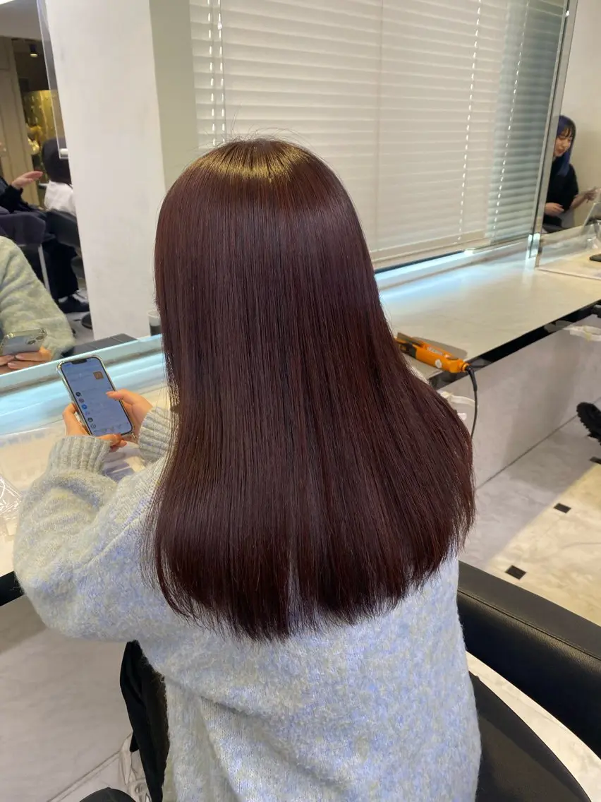 ロング カラー ヘアカラー トリートメント ヘアセット ♥️韓国風透明感 暖色misa♥️のヘアスタイル