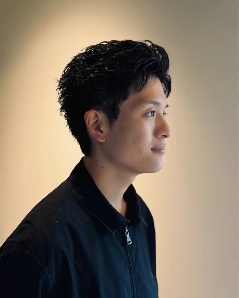 ショート パーマ メンズ くせ毛 ショートヘア カット パーマ ラフショート メンズパーマ 丸山のヘアスタイル