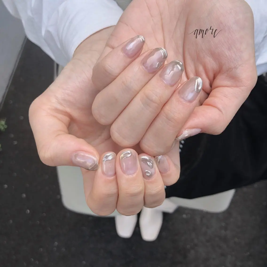 ネイル ジェルネイル ミラーネイル ニュアンスネイル 春ネイル You kyehwaのネイルデザイン