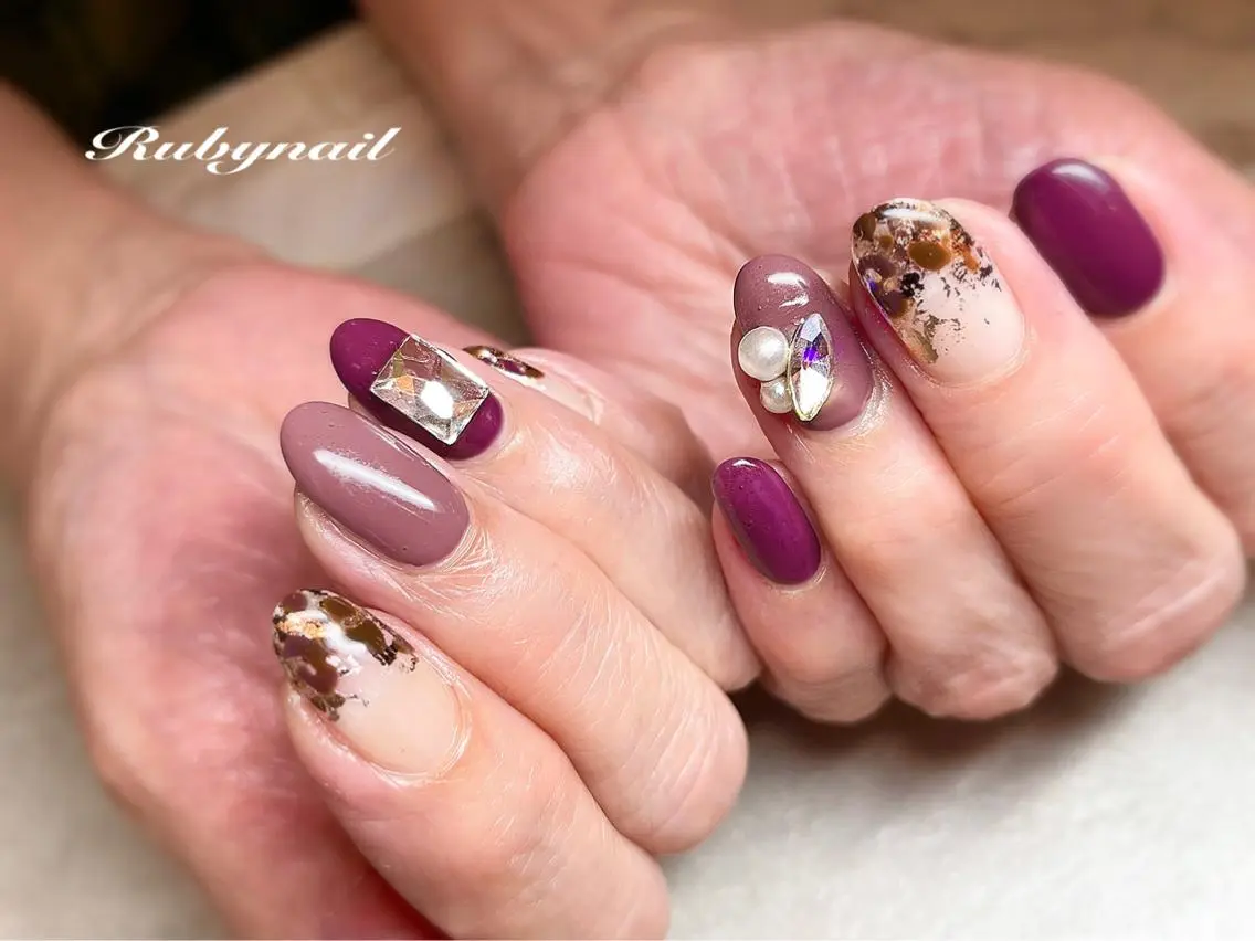 ネイル パープル プライベートサロン Rubynailのネイルデザイン