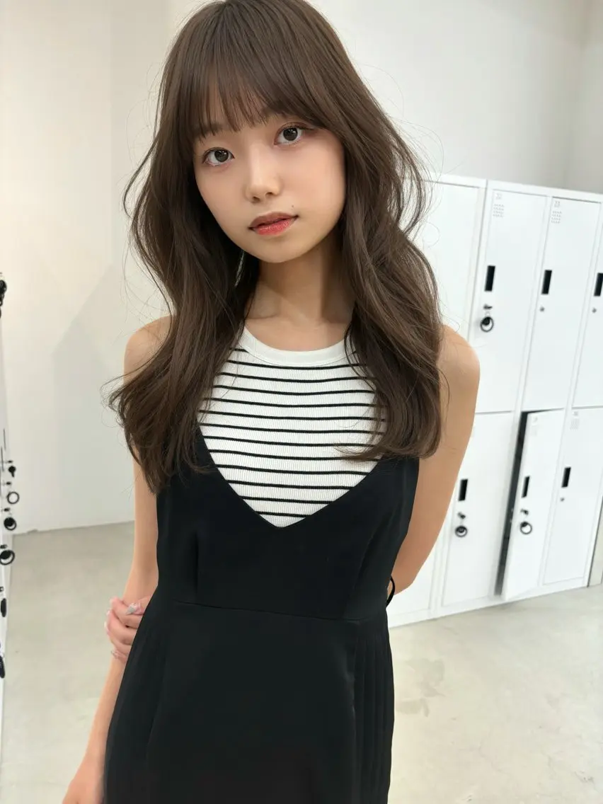ロング カラー カット ヘアカラー 韓国風レイヤーカット 松葉翔のヘアスタイル