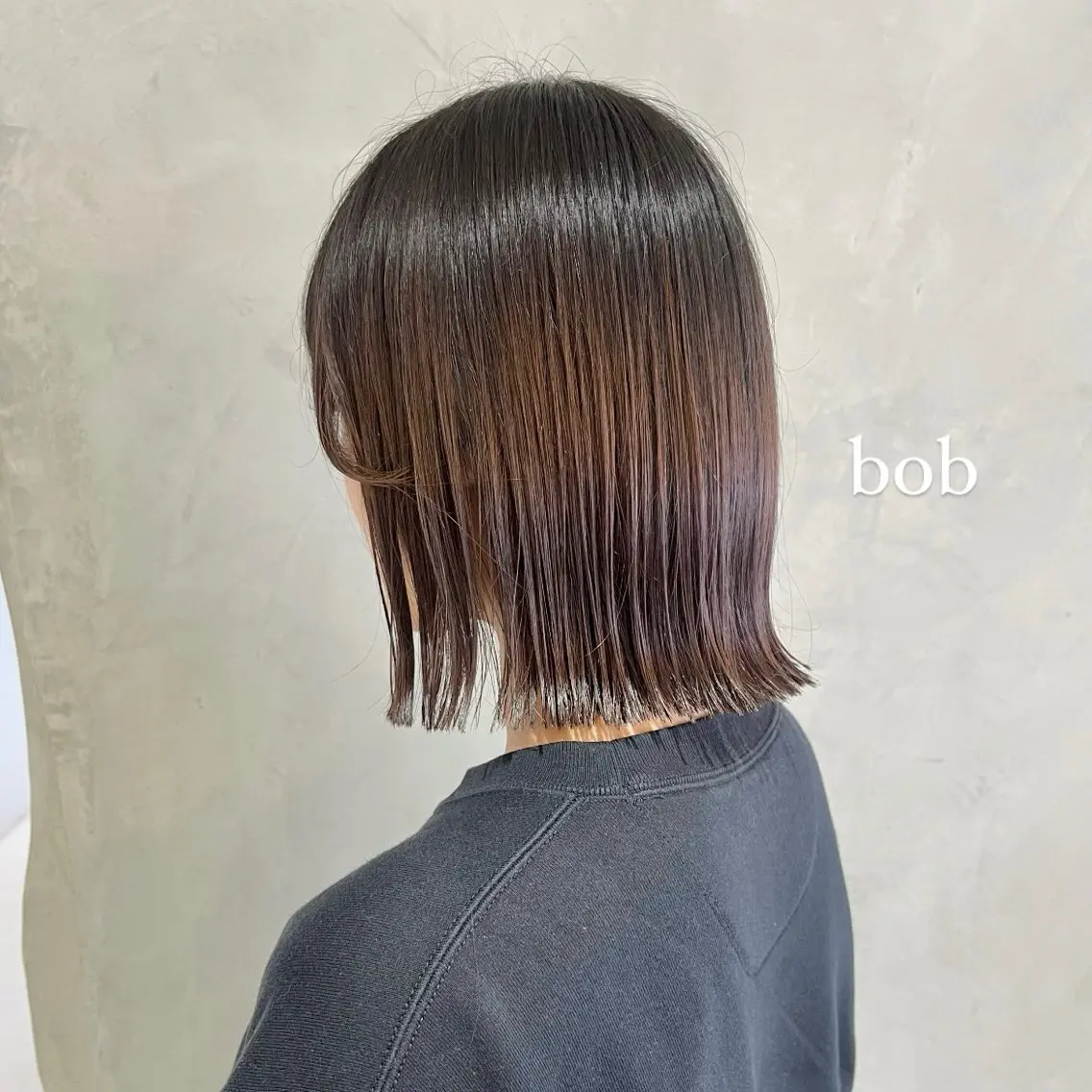 ミディアム カット ヘアカラー トリートメント 切りっぱなしボブ/ 艶カラー/綾莉のヘアスタイル