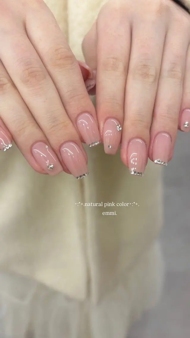 ネイル チークネイル フラッシュネイル フレンチネイル ガーリー 氷ネイル・うるうるネイル ハンドネイル emmi nailのネイルデザイン