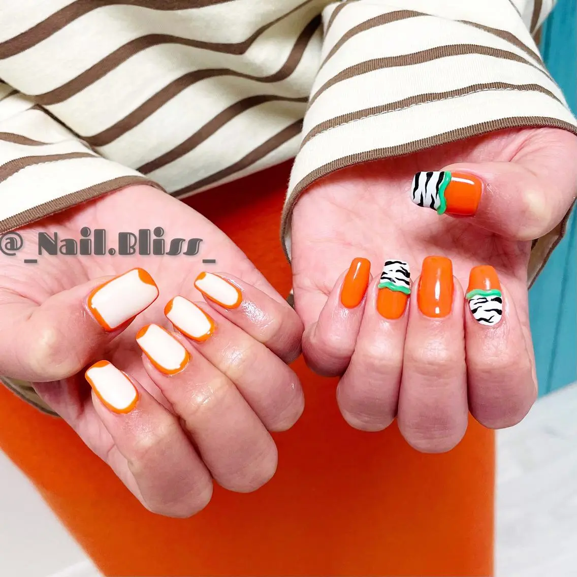 ネイル オレンジ ハンドネイル NAIL BLISSのネイルデザイン