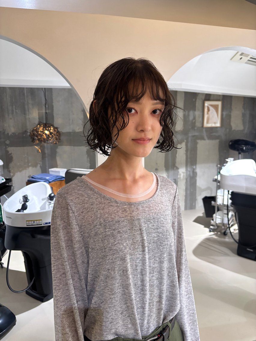ショート パーマ ボブ mirai/パーマ ブリーチ/デザインのヘアスタイル