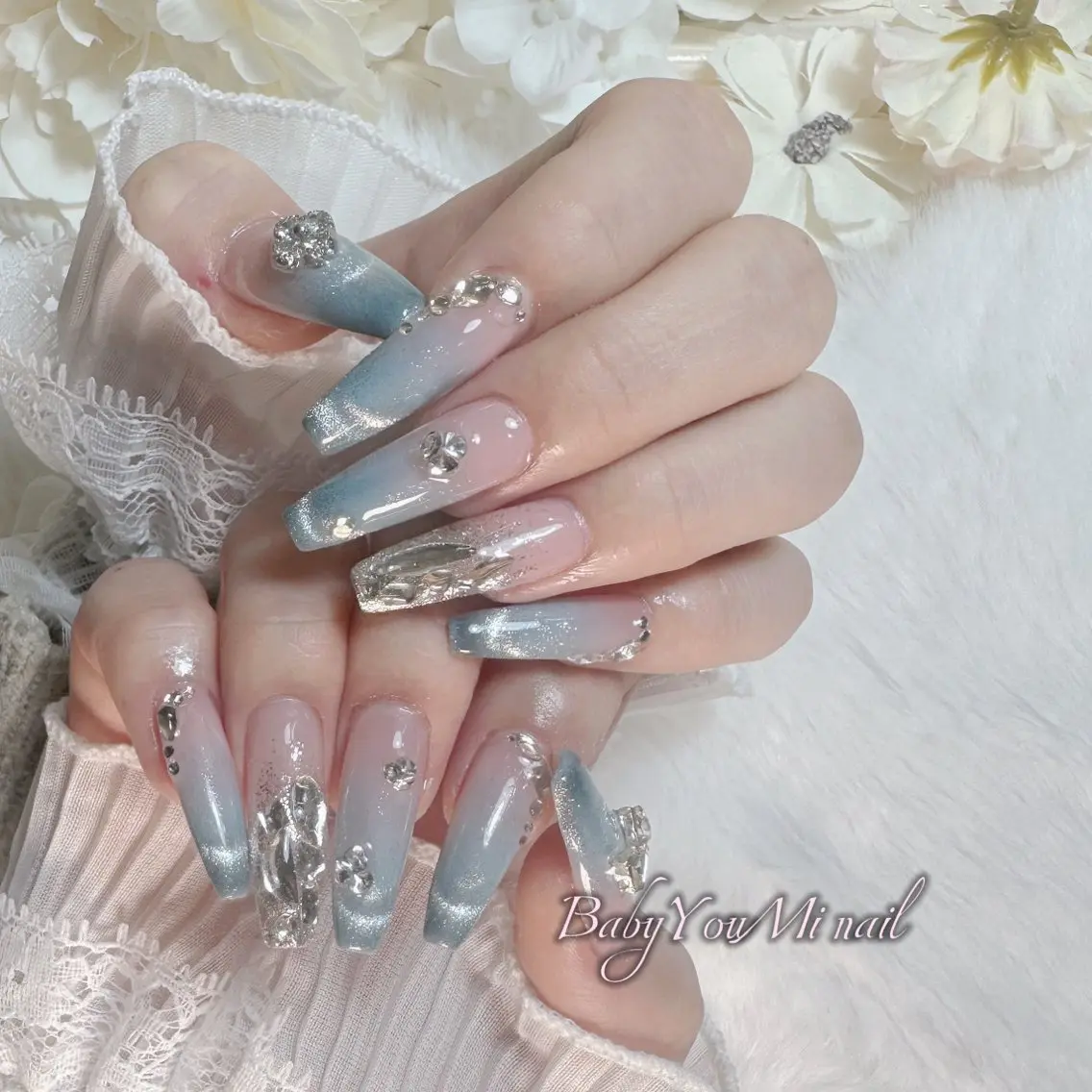 ネイル オーロラネイル 成人式 フットネイル フレンチネイル ジェルネイル ハンドネイル BabyYouMi nailのネイルデザイン