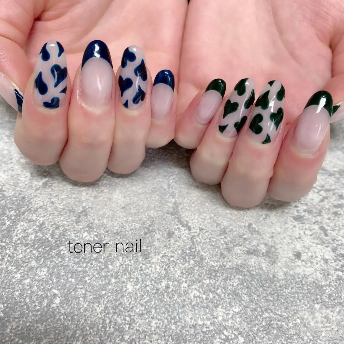 ネイル グリーン ネイビー テネルネイル tener nailのネイルデザイン