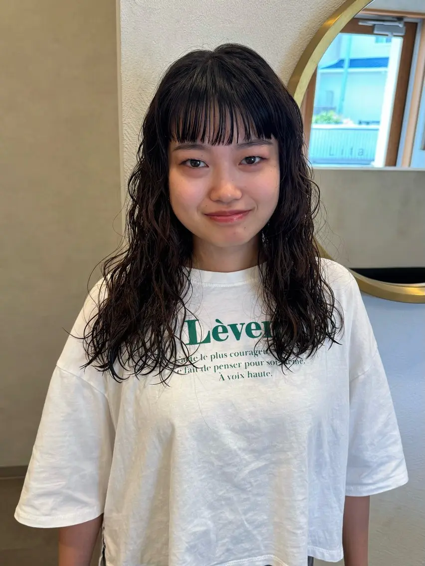 セミロング パーマ セミロングパーマ カット パーマ トリートメント kako /透明感カラー🤍のヘアスタイル