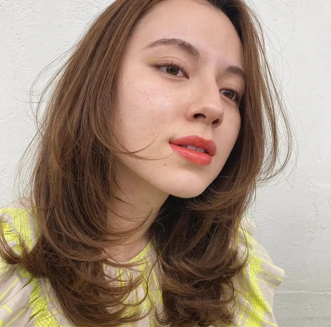 ミディアム カラー レイヤーカット カット ヘアカラー くせ毛・パーマ◎ ミズノアサミのヘアスタイル