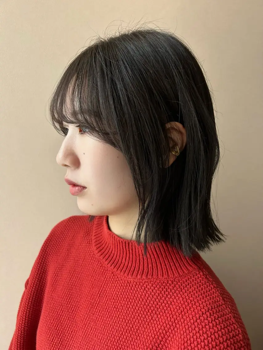 ミディアム カラー ダークグレー ダークグレージュ グレージュ hubhair レイヤー/透明感のヘアスタイル