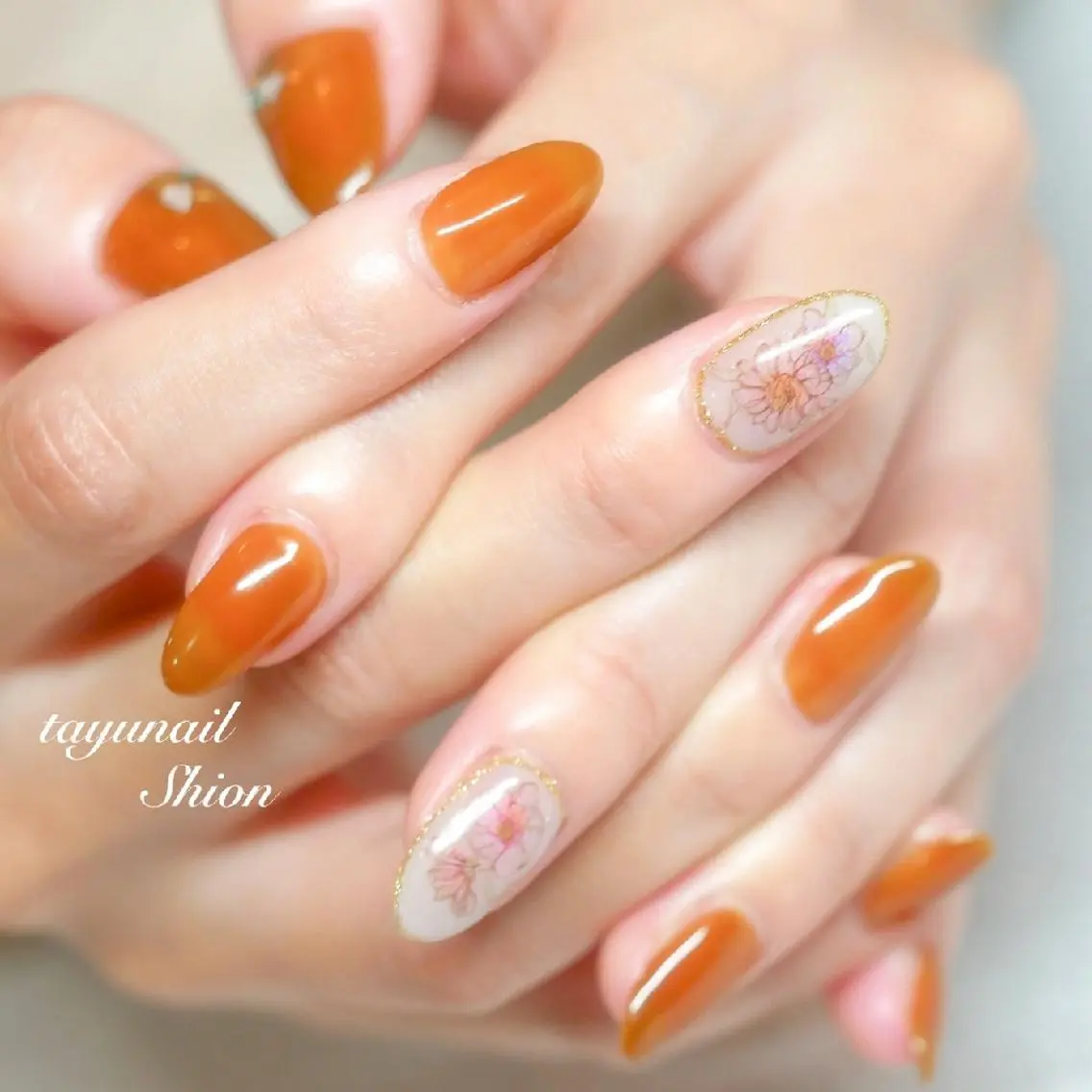 ネイル アートネイル ブルー フラワーネイル ジェルネイル パラジェル ネイルサロン 【たゆnail】のネイルデザイン