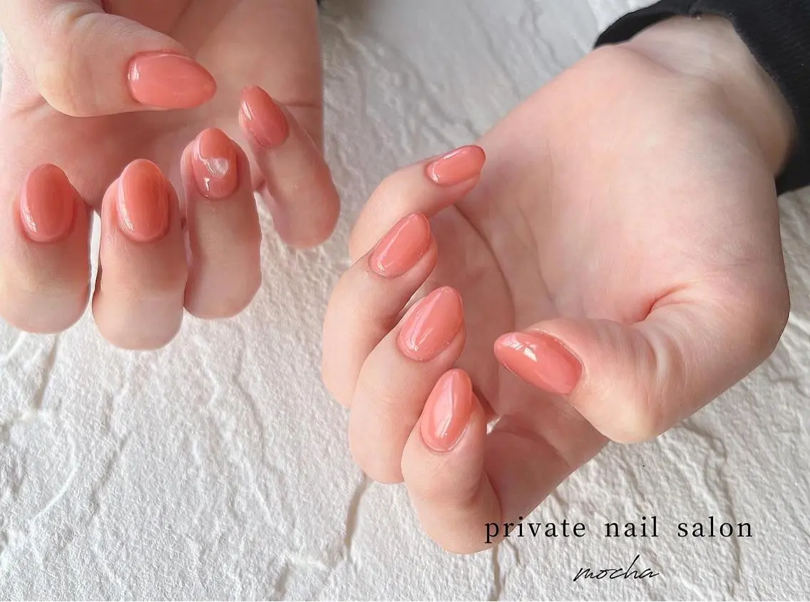 ネイル カジュアル チークネイル クリアネイル フレンチネイル ジェルネイル ハンドネイル mocha nailのネイルデザイン
