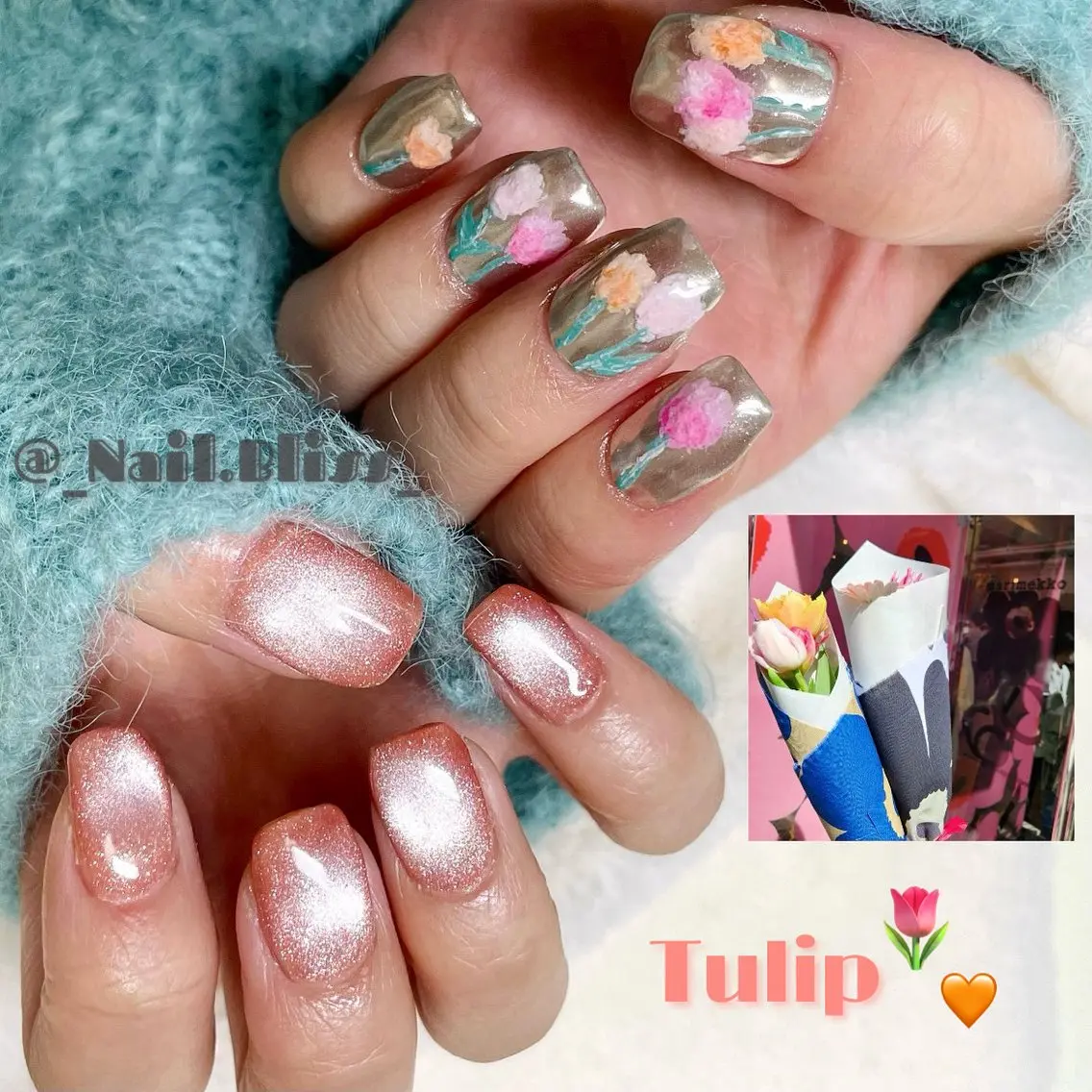 ネイル 氷ネイル・うるうるネイル マグネットネイル ハンドネイル NAIL BLISSのネイルデザイン