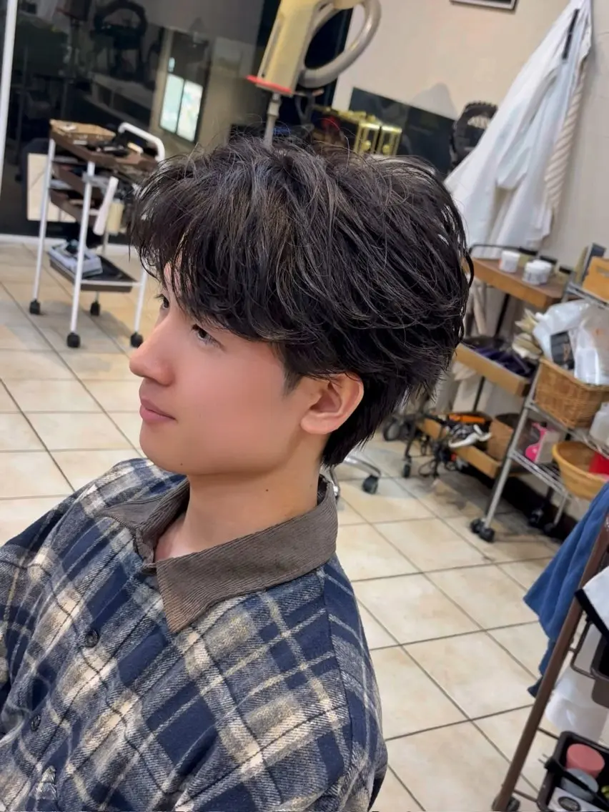ショート パーマ メンズ フェザーパーマ メンズパーマ カット パーマ 大宮メンズパーマ/ シャドウパーマ/瑞月のヘアスタイル
