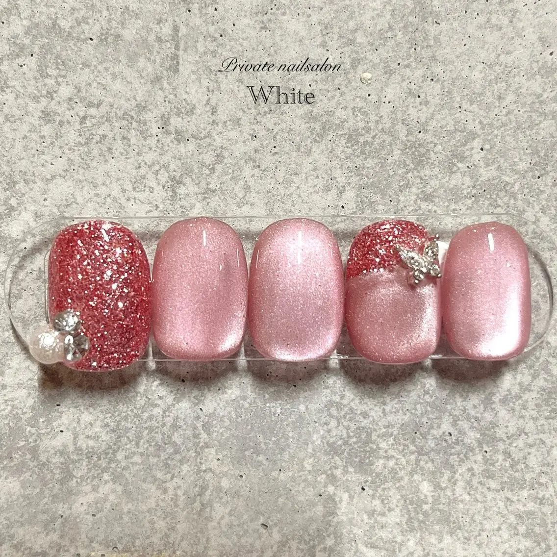 ネイル キラキラネイル マグネットネイル ピンク 冬ネイル ハンドネイル SAKASHITA KEIのネイルデザイン