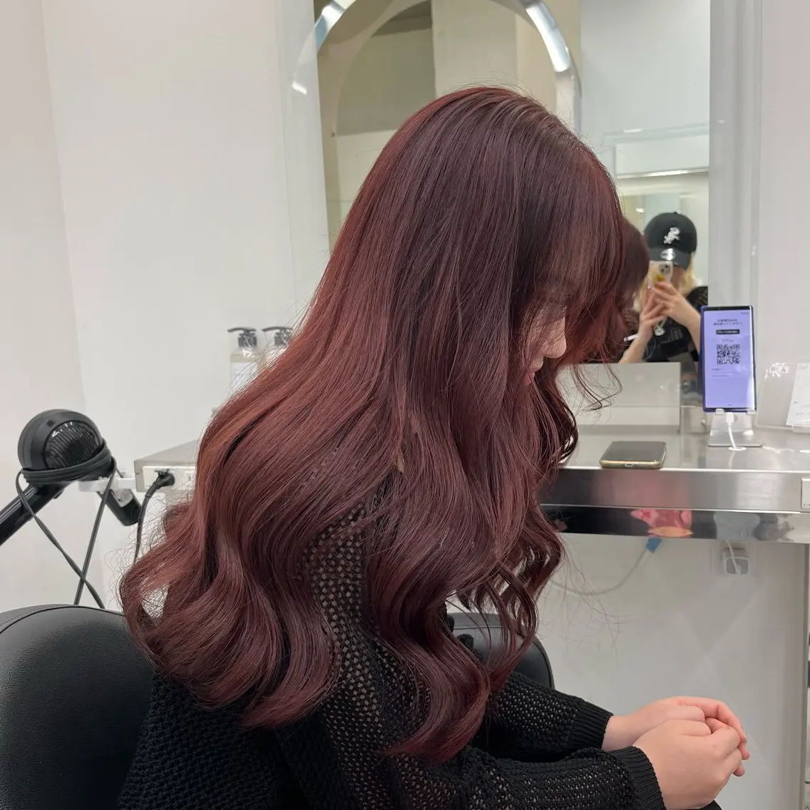 ロング ヘアカラー トリートメント ヘッドスパ ヘアセット 🍒韓国暖色ヘア NO.1🍒🪽のヘアスタイル