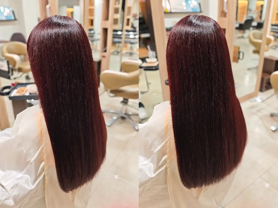 ロング カラー ブリーチ ブリーチなしカラー レッドカラー ヘアカラー 稲山 純平のヘアスタイル