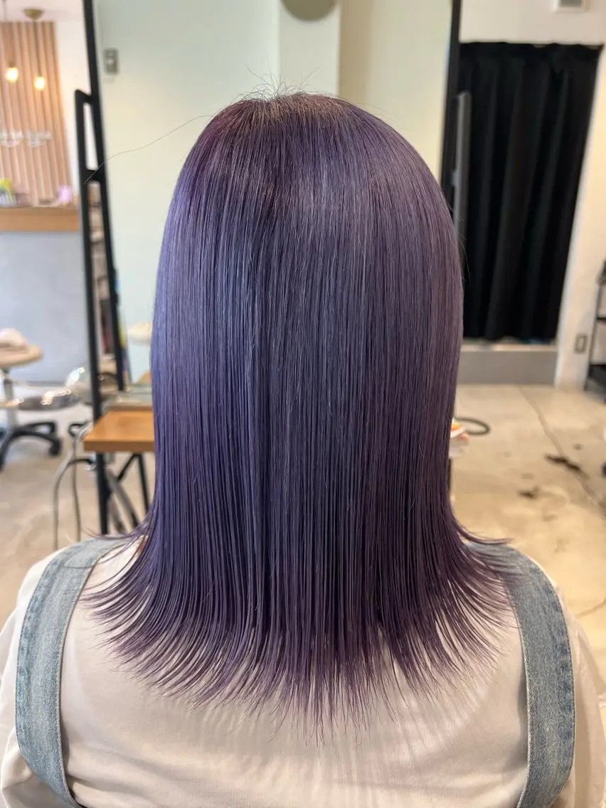 ミディアム カラー ブリーチ ダブルカラー ラベンダーカラー 🪽ラベンダーカラー 暗髪透明感🪽レイナのヘアスタイル