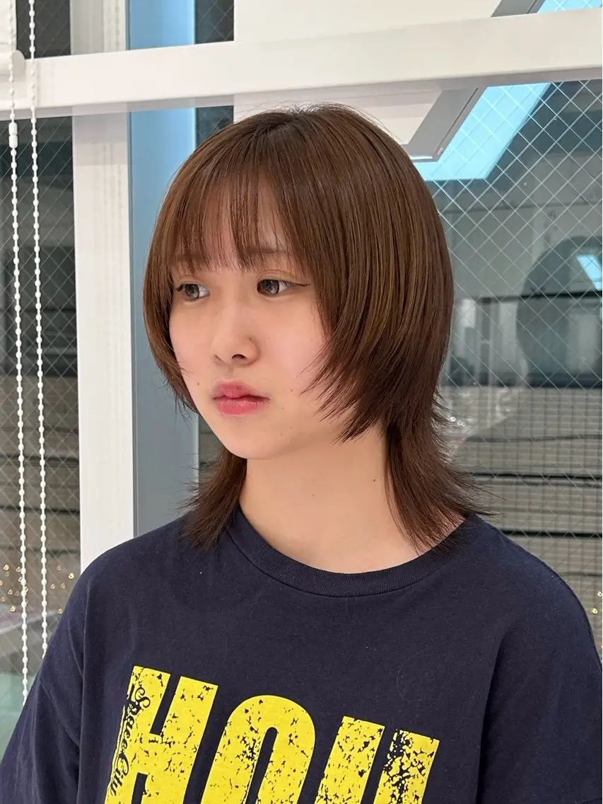 ミディアム 顔周りカット ハッシュカット 韓国風ヘア レイヤーカット 似合わせカット カット オチ アヤミのヘアスタイル