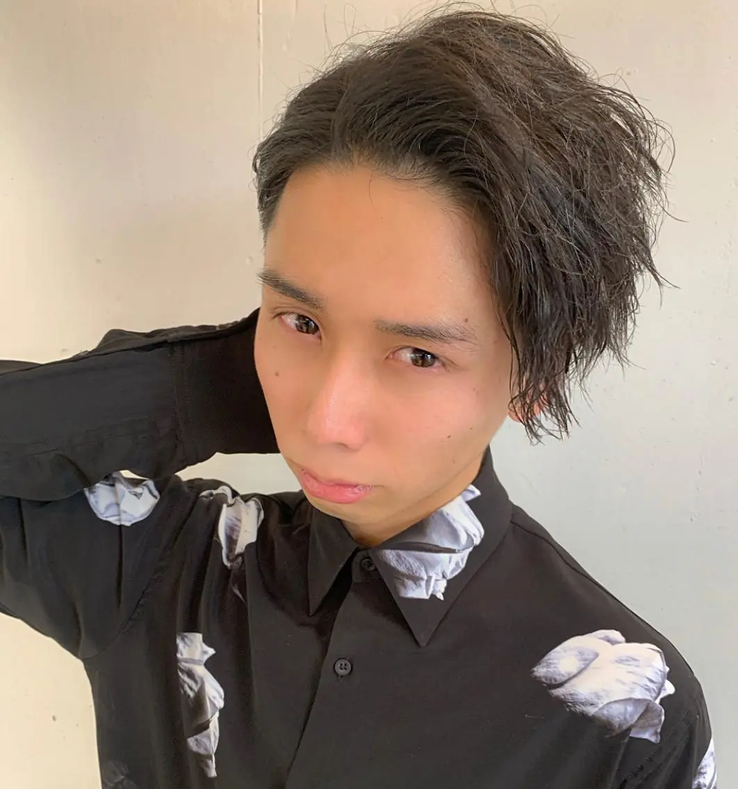 ミディアム カラー パーマ ヘアアレンジ メンズ 野木 良平のヘアスタイル