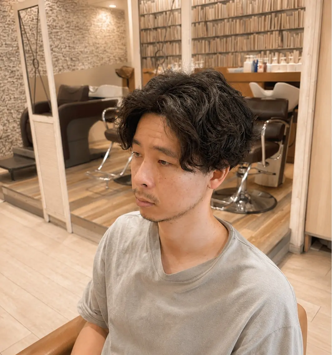 メンズ カット パーマ U24✨️0円モデル 🎀藤村音寧🎀のヘアスタイル