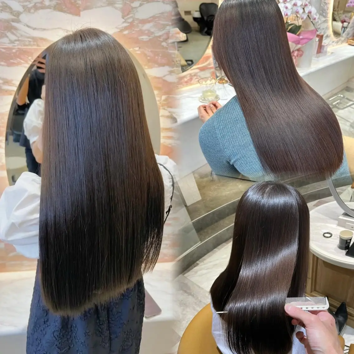 ロング カラー パーマ 髪質改善 縮毛矯正 カット ヘアカラー 縮毛矯正 トリートメント 縮毛矯正/艶髪/ 透明感カラー/たくまのヘアスタイル