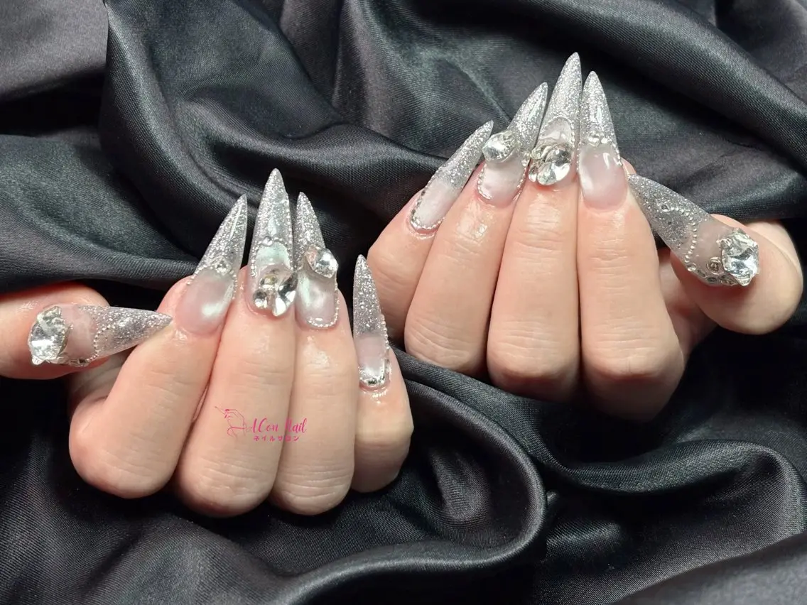 ネイル 桜ネイル 長さ出し フラワーネイル フレンチネイル ジェルネイル ハンドネイル ACon NailSalonのネイルデザイン