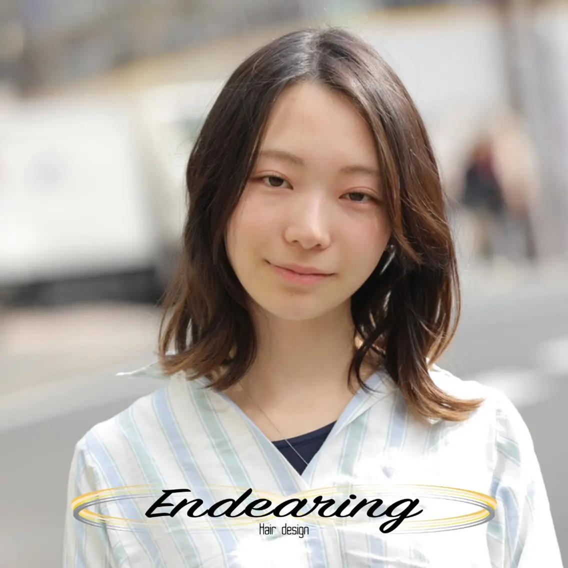ミディアム 外ハネヘア カット ヘアカラー Endearing 銀座/レイヤーカットのヘアスタイル