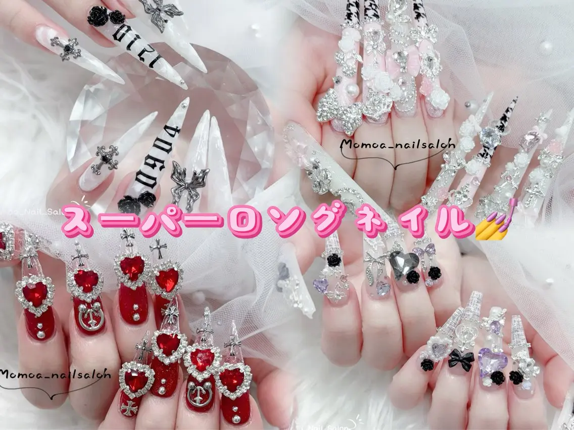 ネイル キラキラネイル 韓国ネイル スカルプネイル ハンドネイル MoMoA Nail ネイル長さ出し専門店のネイルデザイン