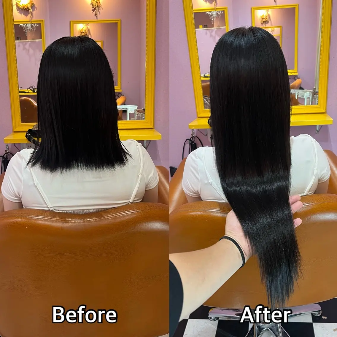 ロング カラー+ちび編み込み エクステ梅田🐨のヘアスタイル