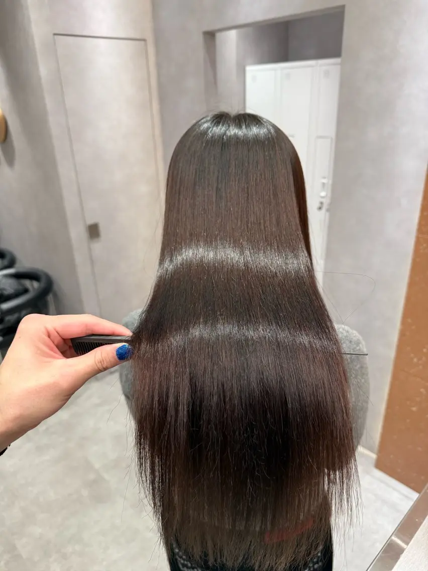 ロング カラー パーマ ヘアアレンジ 髪質改善 縮毛矯正 縮毛矯正 トリートメント 縮毛矯正/髪質改善/ ブリーチ毛/木元渓太のヘアスタイル