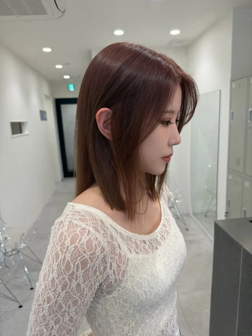 ミディアム ピンクブラウン ヘアカラー トリートメント YOSHINO AIKOのヘアスタイル