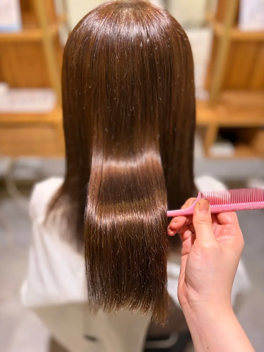 ミディアム 縮毛矯正 縮毛矯正 木田 絢子のヘアスタイル