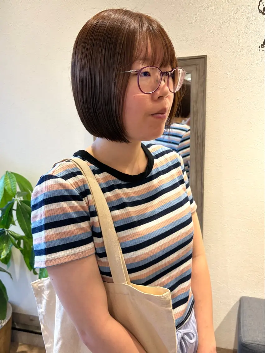 ショート カラー ベージュカラー ブラウンカラー ブラウンベージュ 透明感カラー カット ヘアカラー トリートメント 上品な暖色/丸みボブ Chie🪷のヘアスタイル