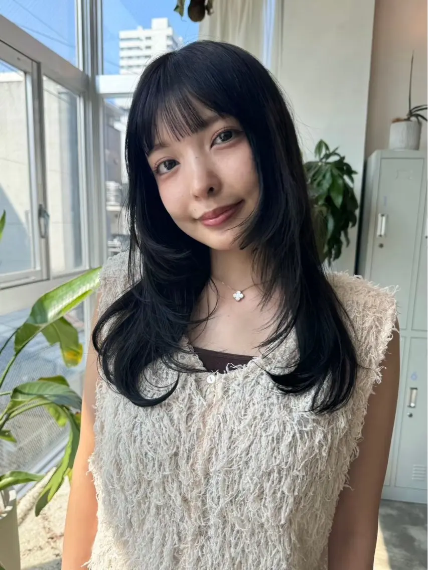 ロング ミストバング レイヤーカット カット ness🎖️ カミカリスマ受賞のヘアスタイル