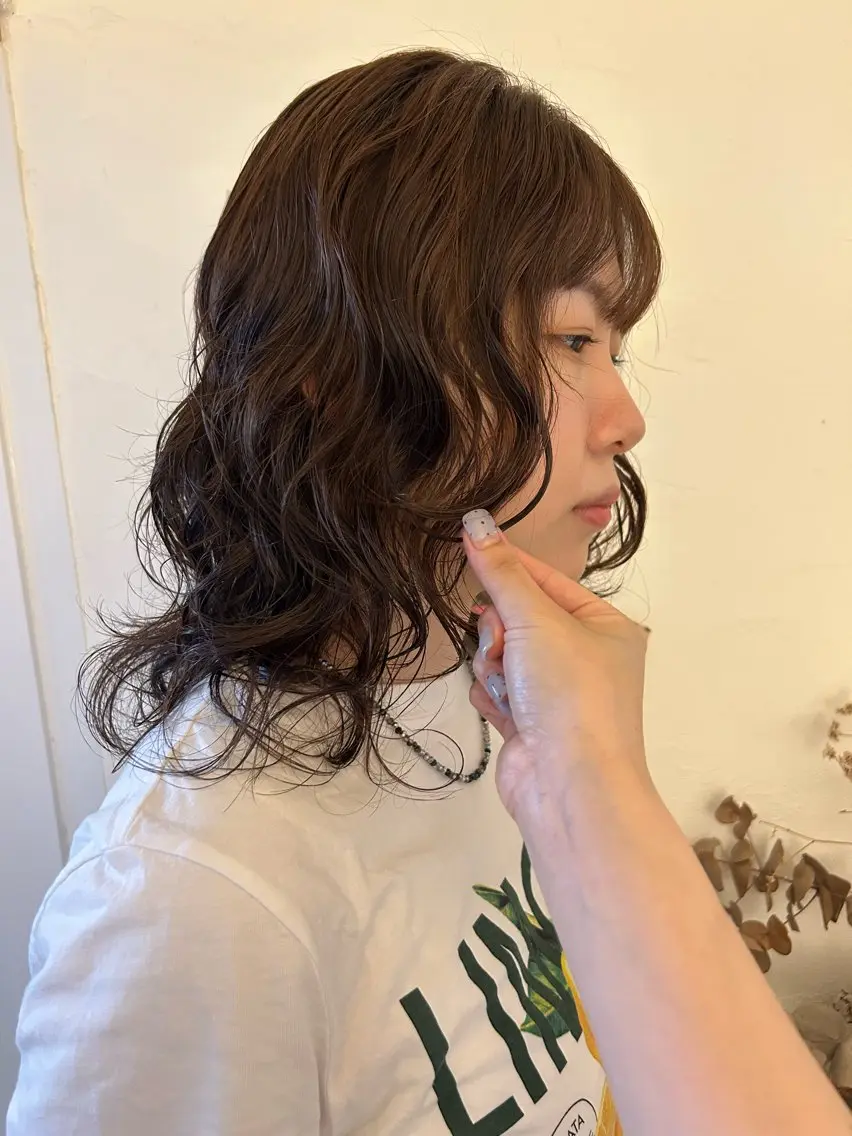 セミロング カラー パーマ セミロングパーマ カット ヘアカラー パーマ maho/垢抜け カラーパーマのヘアスタイル