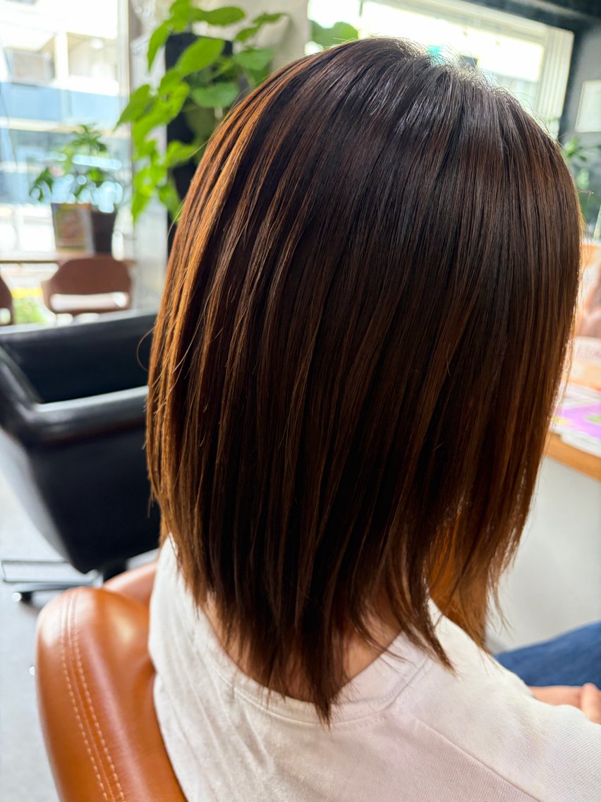 ミディアム 縮毛矯正 森 まりのヘアスタイル