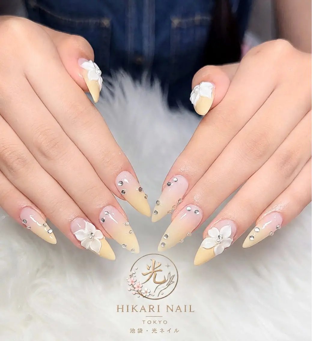 ネイル チークネイル 長さ出し フレンチネイル ガーリー ハロウィン ハンドネイル HikariNail Ikebukuroのネイルデザイン