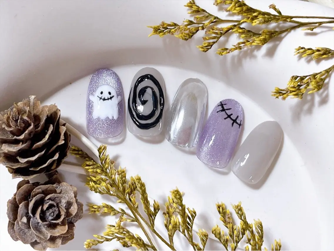 ネイル ジェルネイル ハロウィン オフィスネイル パラジェル ハンドネイル kiki nail &brow二子玉川のネイルデザイン