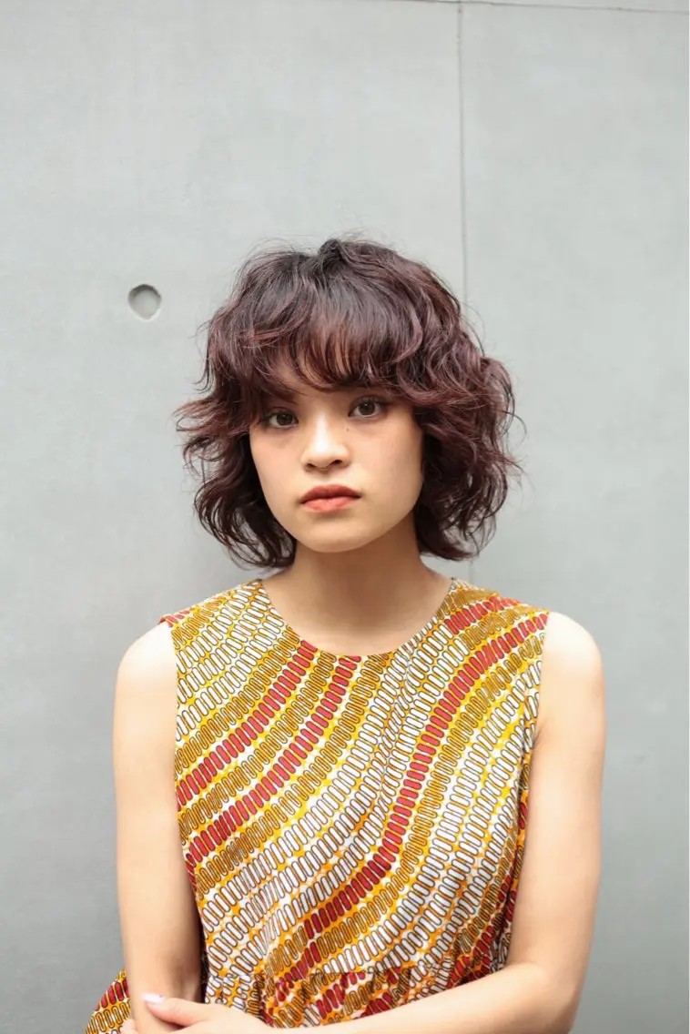 ミディアム パーマ ミディアムパーマ ボブ レイヤーカット 【韓国レイヤー特化 ハッシュカット】のヘアスタイル