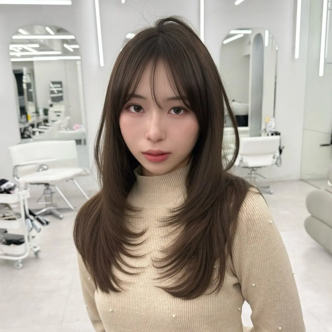 ロング カラー 透明感カラー 韓国風ヘア レイヤーカット 似合わせカット カット ヘアカラー トリートメント 韓国レイヤー× 顔まわり🕊️テルのヘアスタイル