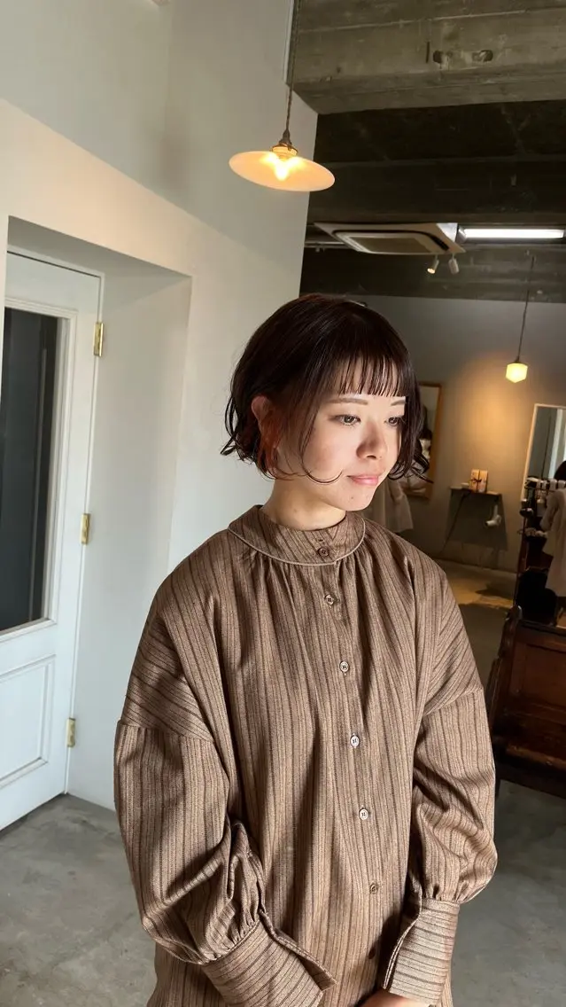 ミディアム カラー パーマ ミディアムパーマ オン眉 前川 華恋 / room3のヘアスタイル