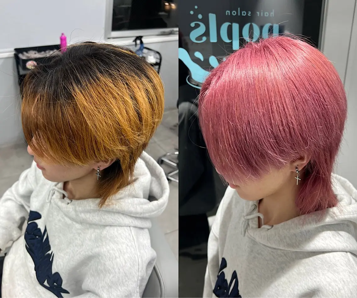 カラー メンズ メンズブリーチ ブリーチ ピンクカラー 縮毛矯正練習 モデル募集✨️NOAのヘアスタイル
