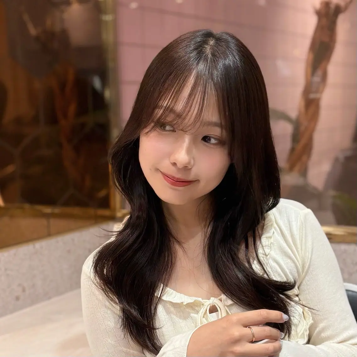 ロング カラー パーマ ヘアアレンジ メンズ キッズ カット ヘアカラー トリートメント 北千住/小顔レイヤー /顔まわり/西慶太朗のヘアスタイル