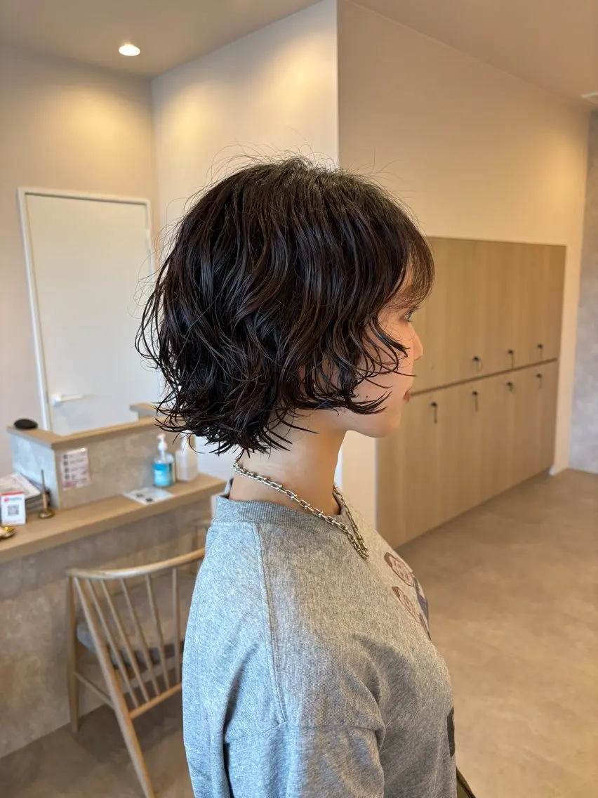 ショート カット パーマ ボブ/顔周りレイヤー 🎀momoka🎀のヘアスタイル