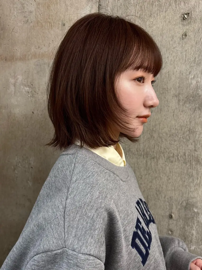 ミディアム ボブ レイヤーカット ワイドバング ボブ/ミディアム 親しみやすさ/さくらのヘアスタイル