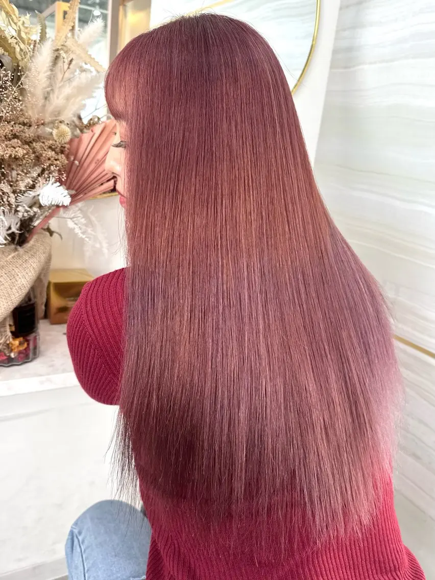 ロング カラー ブリーチ ラベンダーカラー ピンクカラー ピンクラベンダー 似合わせカット 🐈‍⬛momo🐾 ブリーチ・Wカラーのヘアスタイル