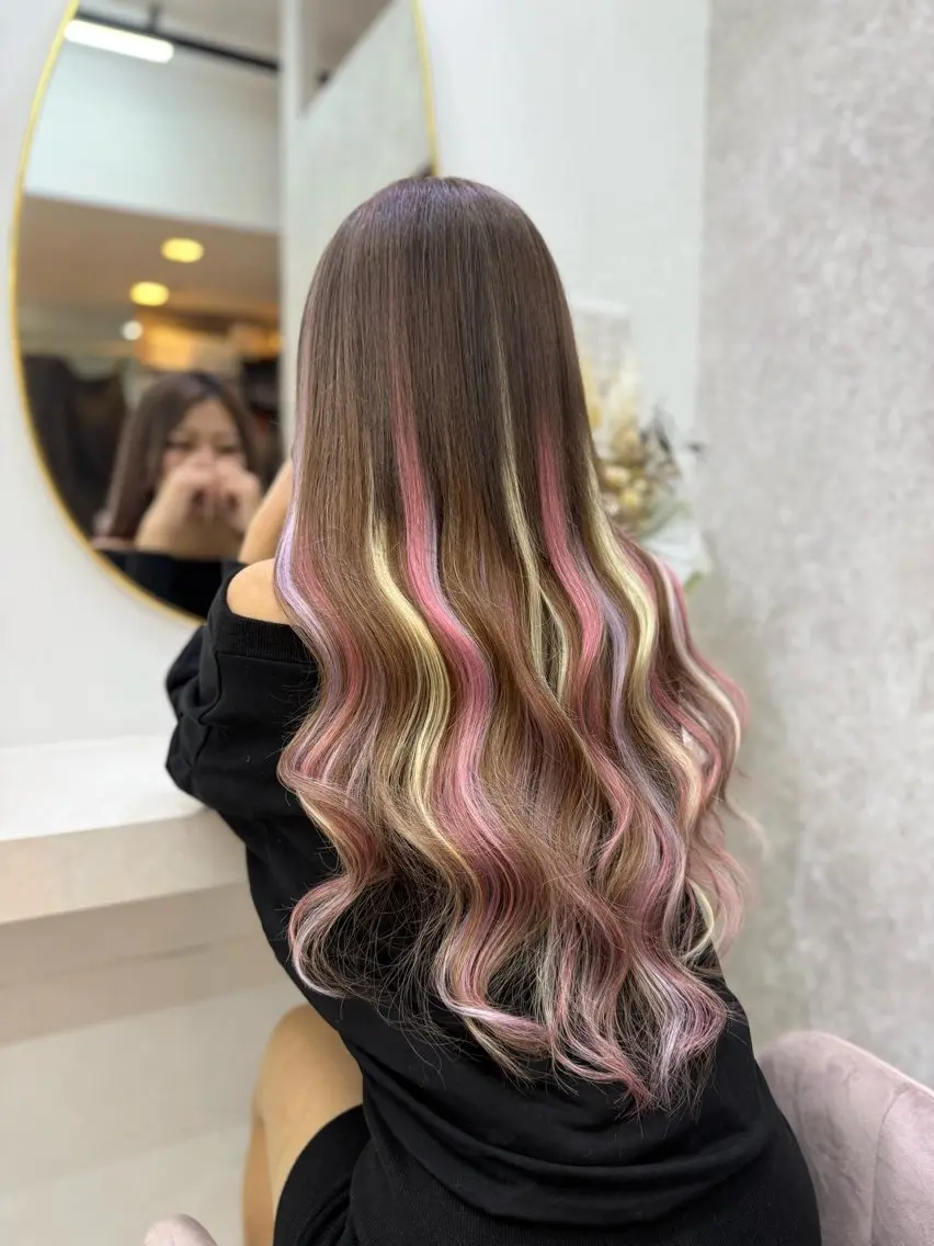 ロング ヘアカラー エクステ 艶髪🇰🇷髪質改善 🎀ikuno🎀のヘアスタイル